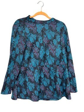 Modcloth 2XL Blue Floral Peplum Blouse